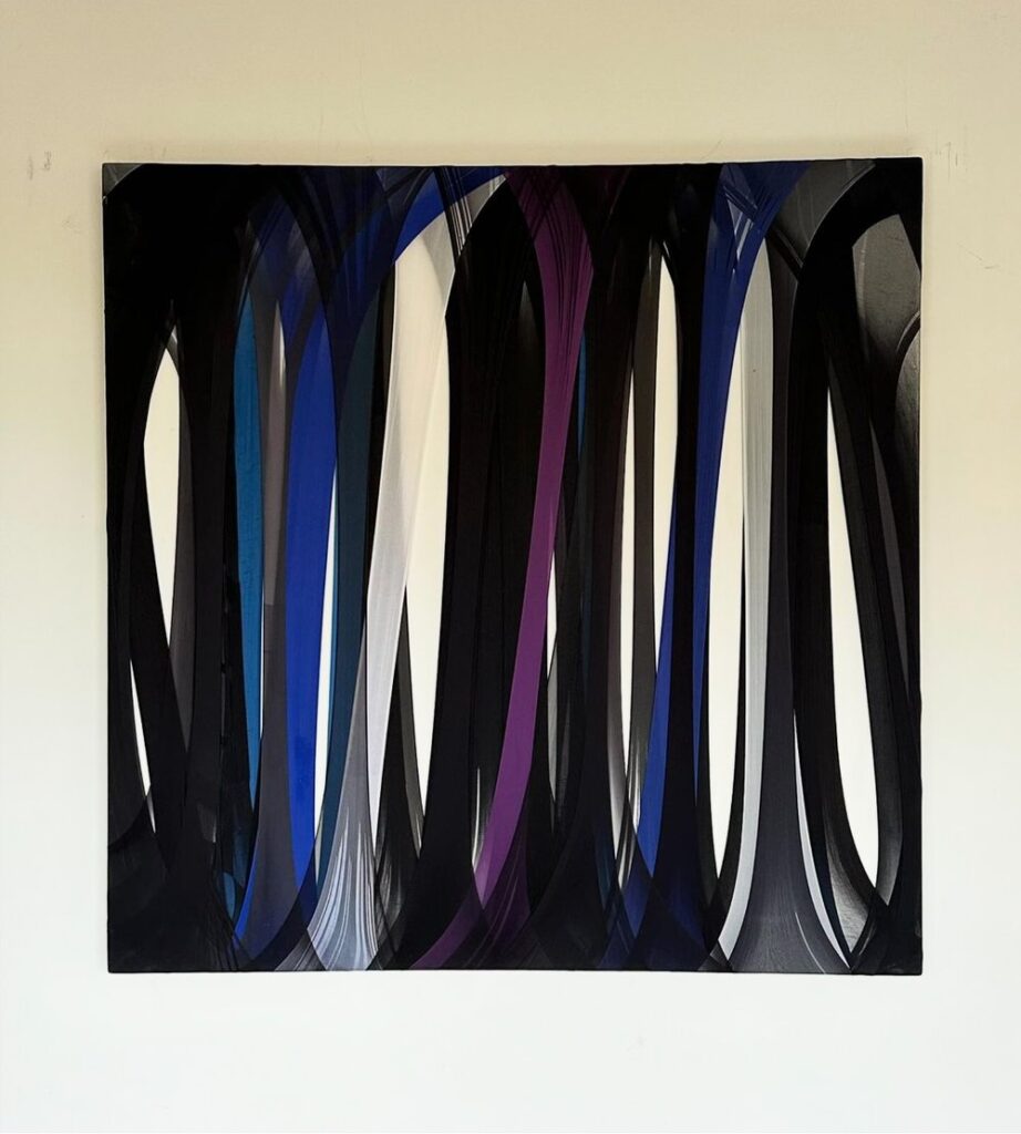 Turiya Magadlela (1978-) South African born in Johannesburg. Cotton, silk and nylon pantyhose on painted canvas UBUSISEKILE ZETHUI, 2022