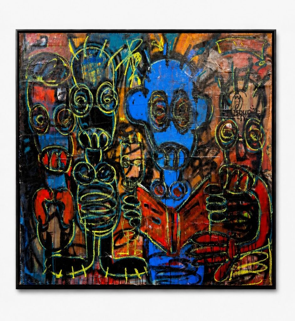 Untitled, acrylic and oil pencils, 150× 150 cm