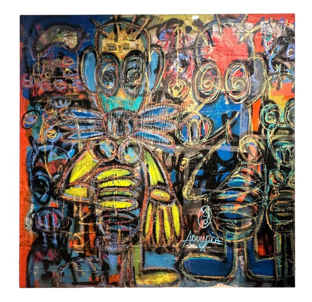 Untitled, acrylic and oil pencils, 150× 150 cm