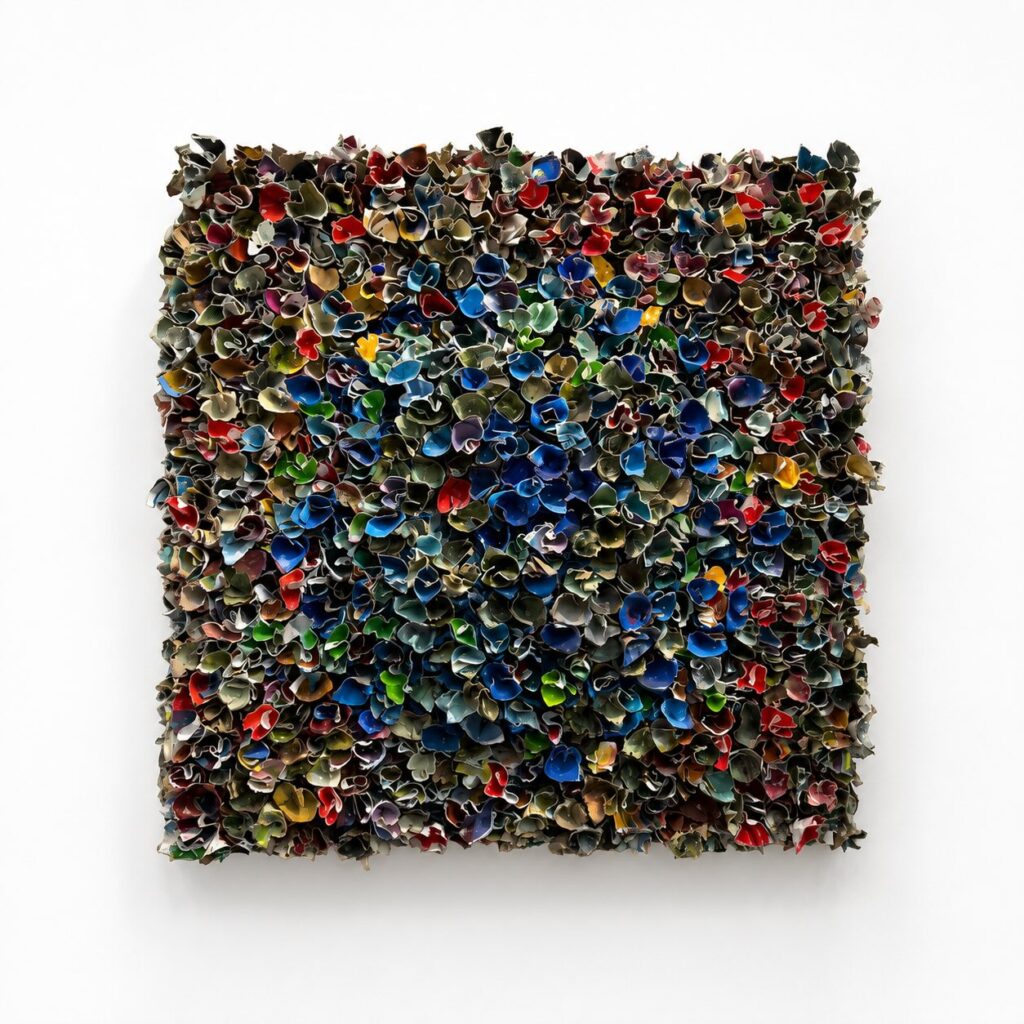 Centre Fleuri Bleu, Mixed Media, 100 x 100 cm 