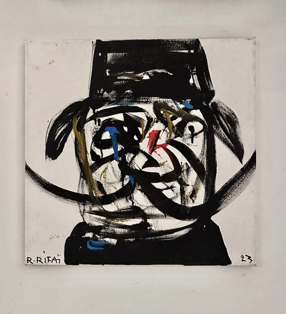 Darwich black moustache, 2023, Acrylic on Canvas, 50 x 50 cm