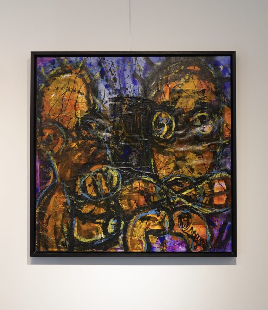 Untitled, acrylic and oil pencils, 100× 100 cm