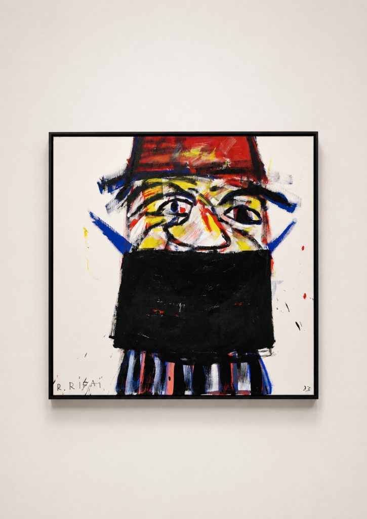 Darwich Touareg Red Hat, 2023, Acrylic on Canvas, 100 × 100 cm