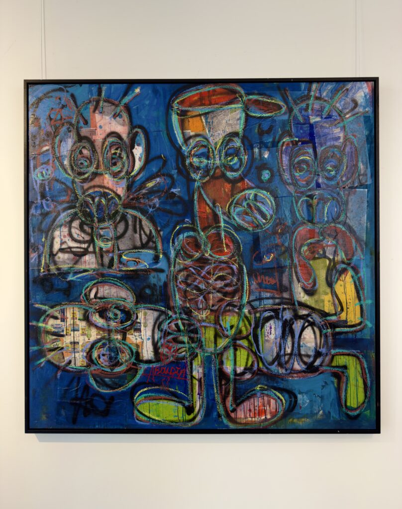 Untitled, acrylic and oil pencils, 150× 150 cm