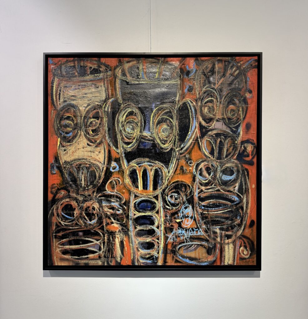 Untitled, acrylic and oil pencils, 100× 100 cm