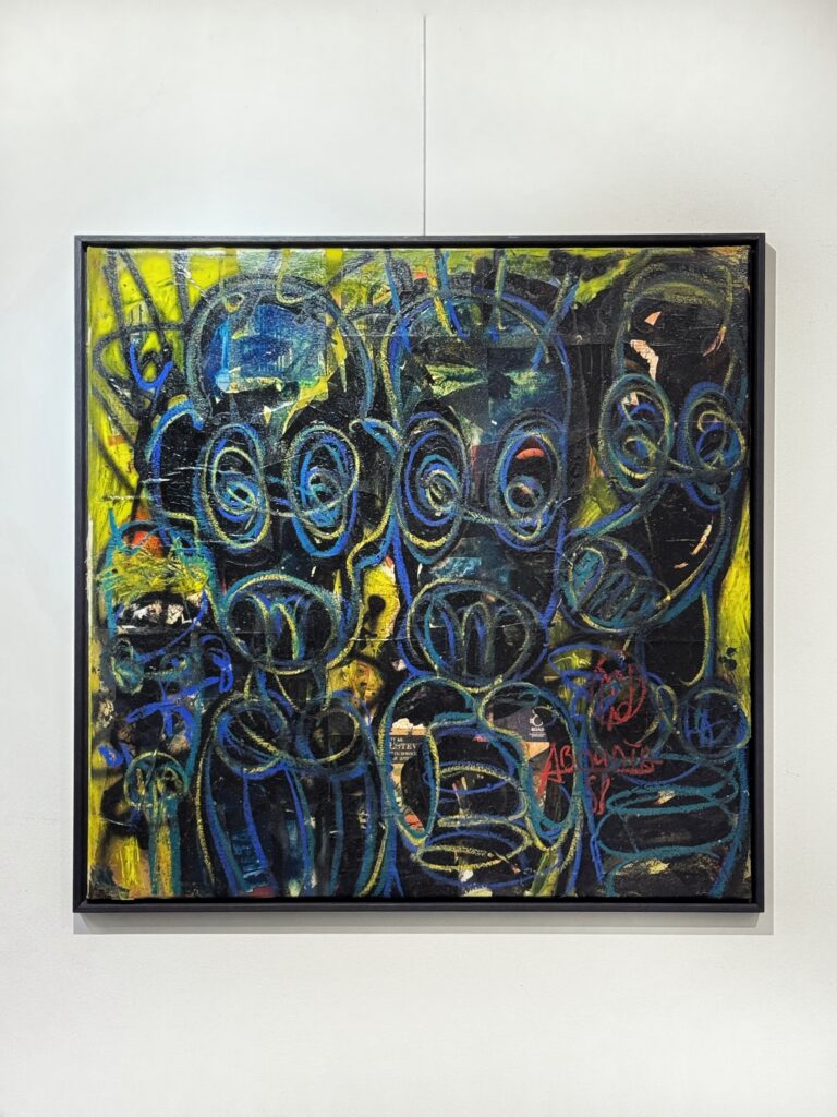 Untitled, acrylic and oil pencils, 100× 100 cm