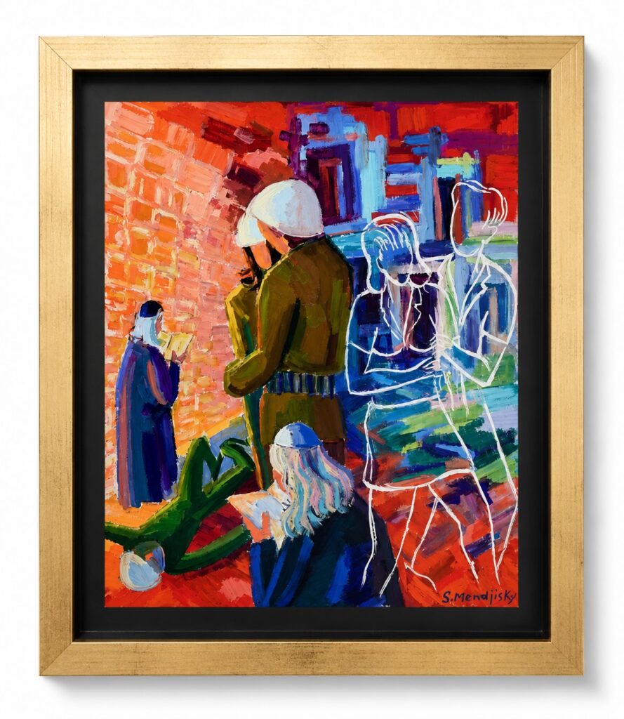 Rabbi in prayer, acrylic on board, 38 x 31 cm (unframed)