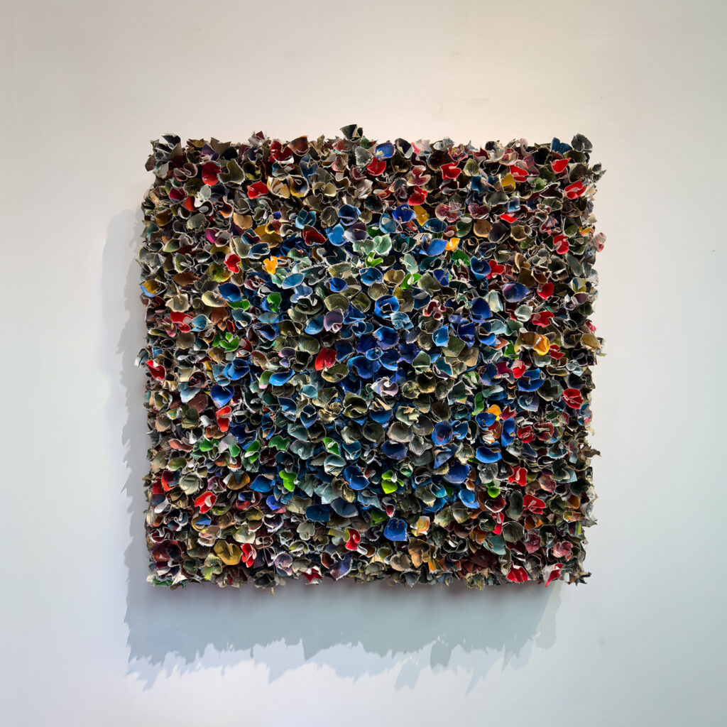 Centre Fleuri Bleu, Mixed Media, 100 x 100 cm 