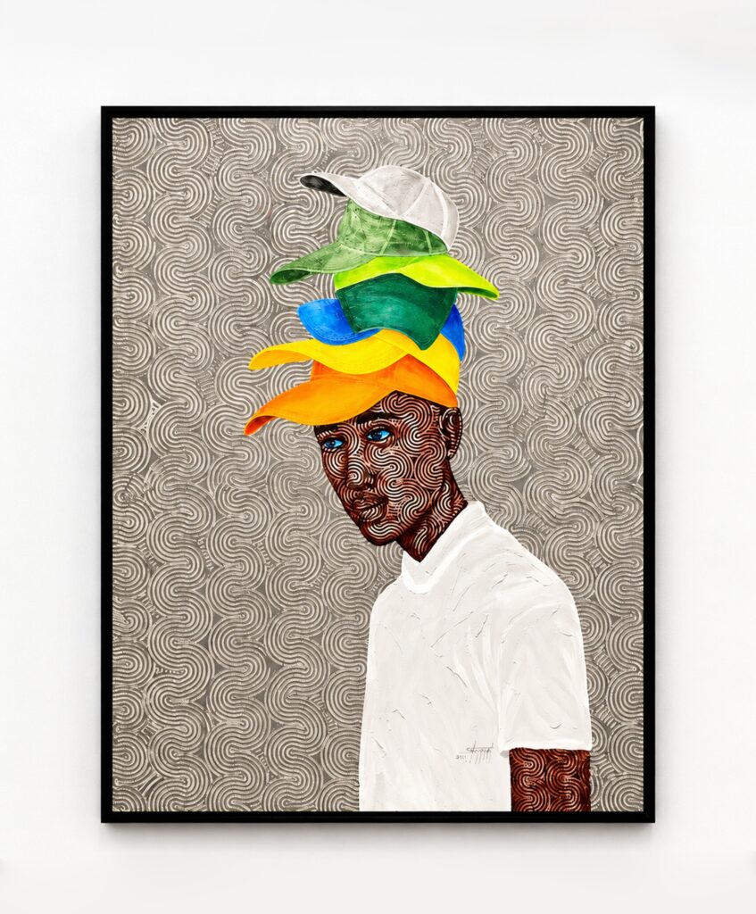 Thinking Caps, 2021, acrylic on canvas, 196 x 148 cm 