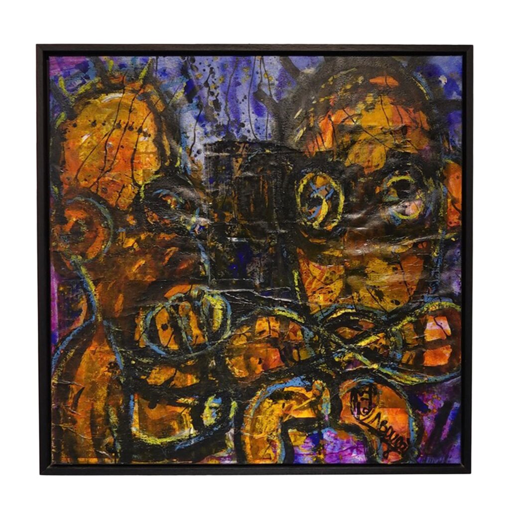 Untitled, acrylic and oil pencils, 100× 100 cm