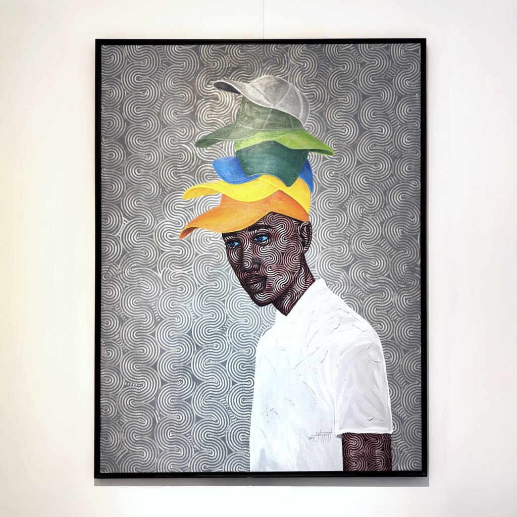 Thinking Caps, 2021, acrylic on canvas, 196 x 148 cm 