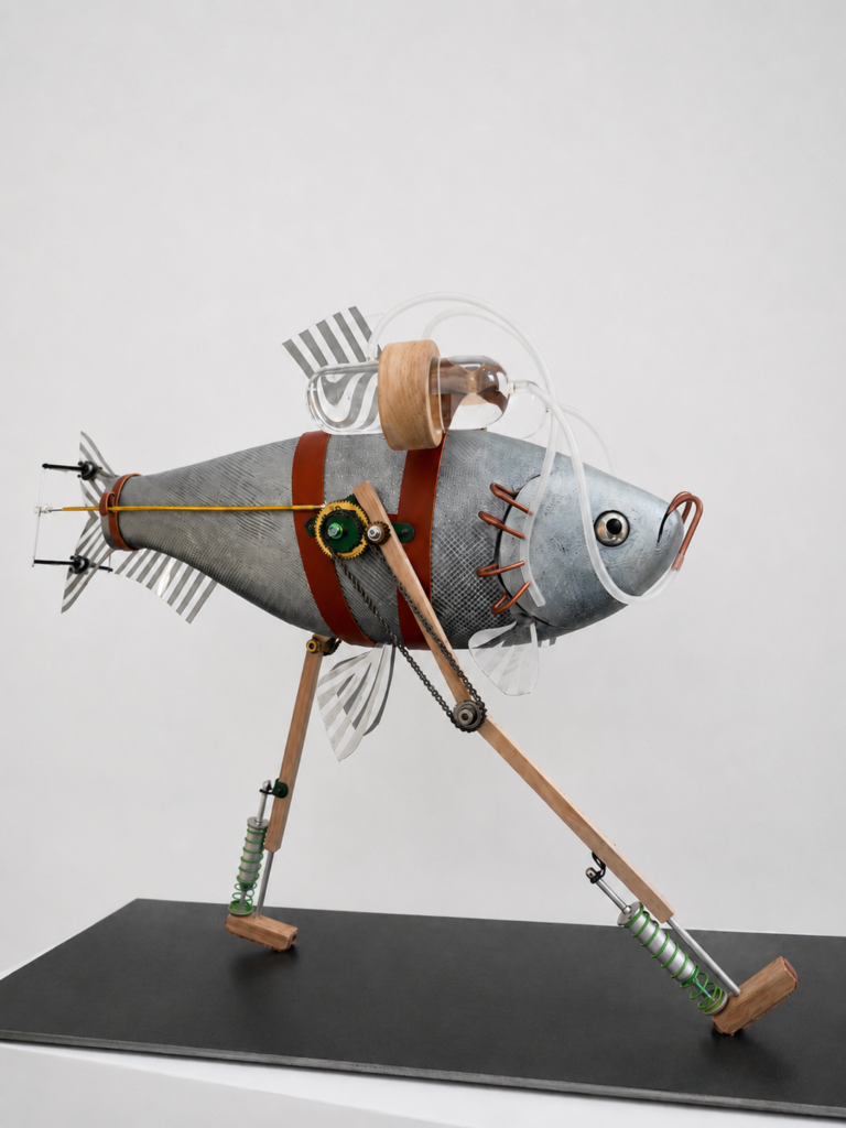 Landfish MCXVI, 2025, plexiglass box: 50 x 65 x 25 cm  Mixed media