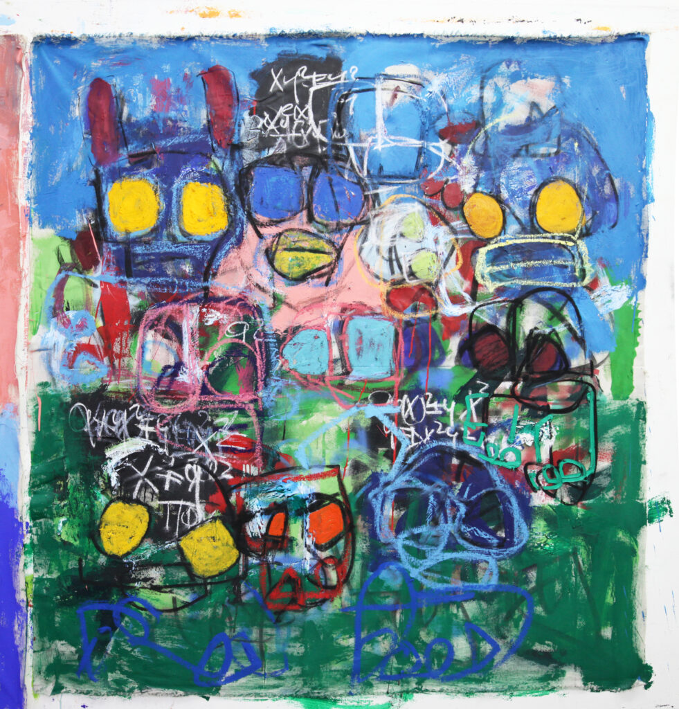 Fruit of the loom, 2023, Oil, acrylic and charcoal on canvas, 165 x 150 cm
