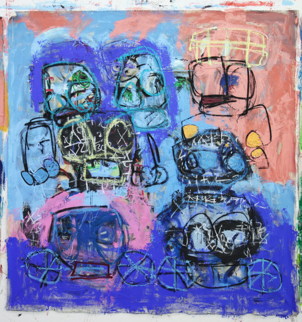 Gangsters paradise, 2023, oil, acrylic and charcoal on canvas, 165 x 170 cm