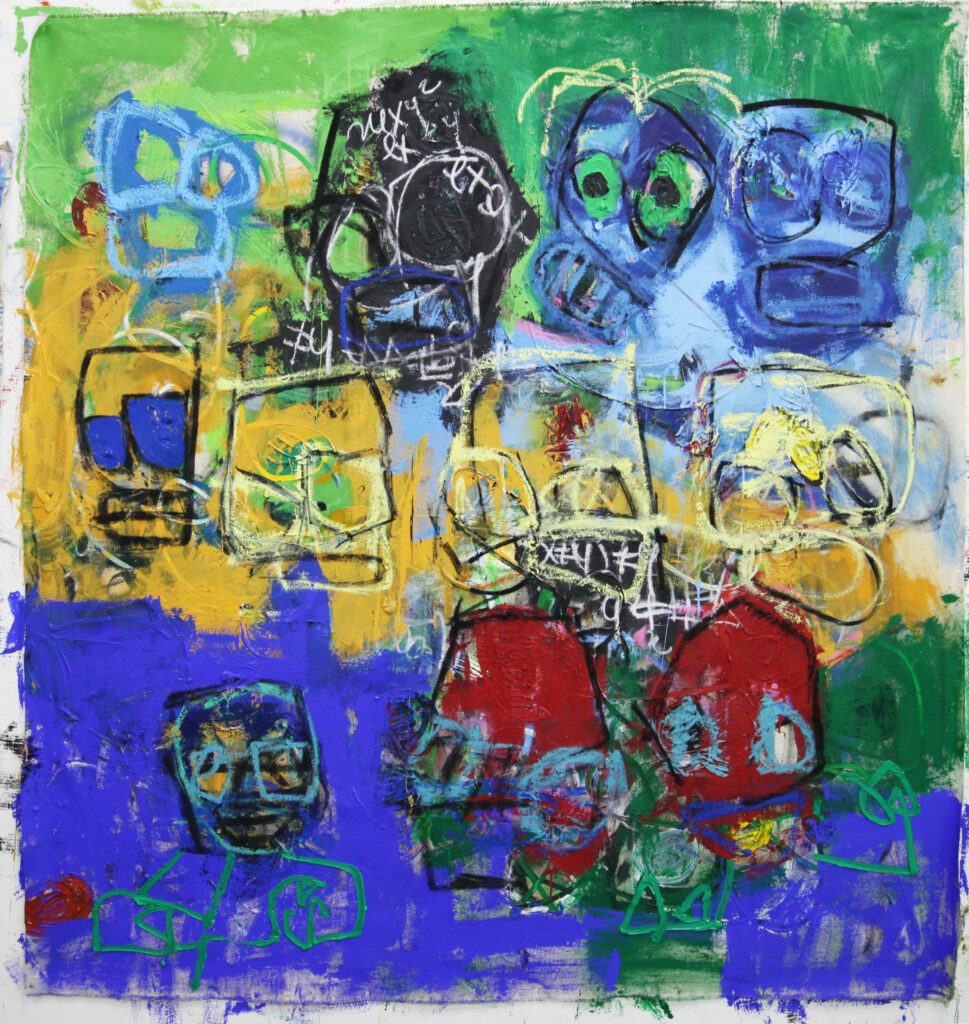 Looking for the intruder, 2023, oil, acrylic and charcoal on canvas, 165 x 160 cm