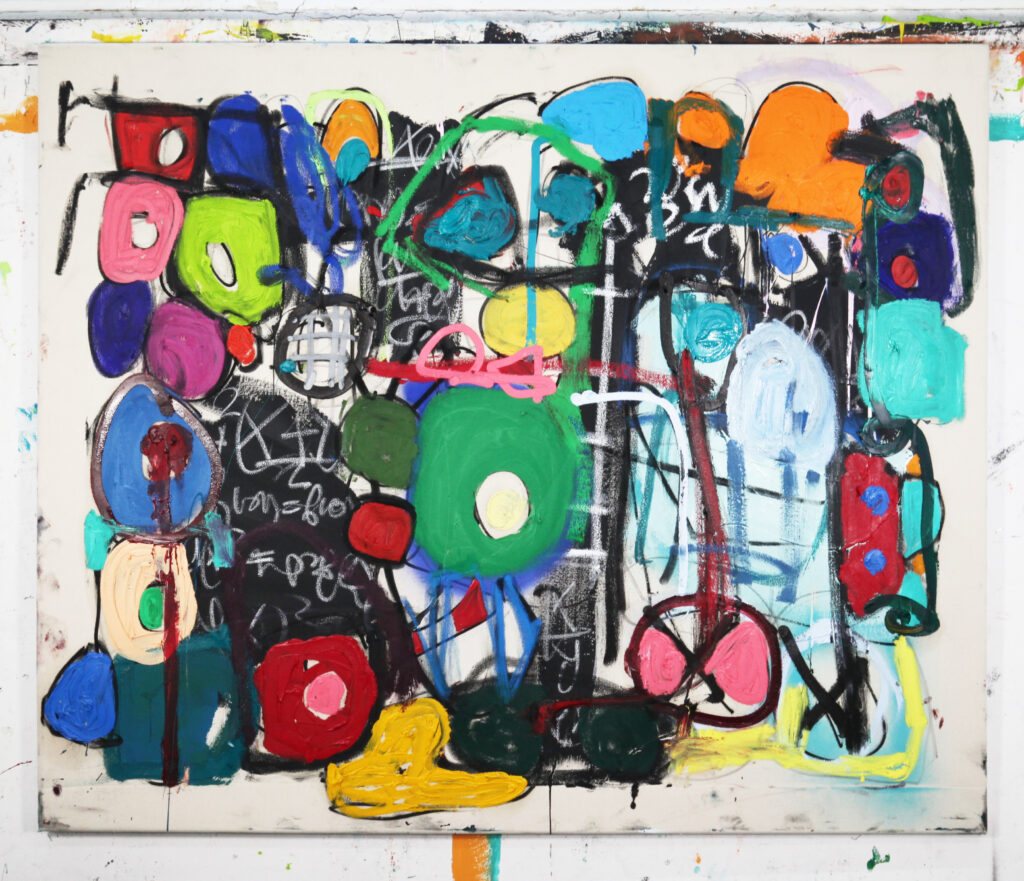 Delusional duck, 2021, oil, acrylic and charcoal on canvas, 100 x 120 cm