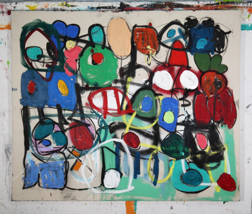 The joker climax, 2021, oil, acrylic and charcoal on canvas, 100 x 120 cm