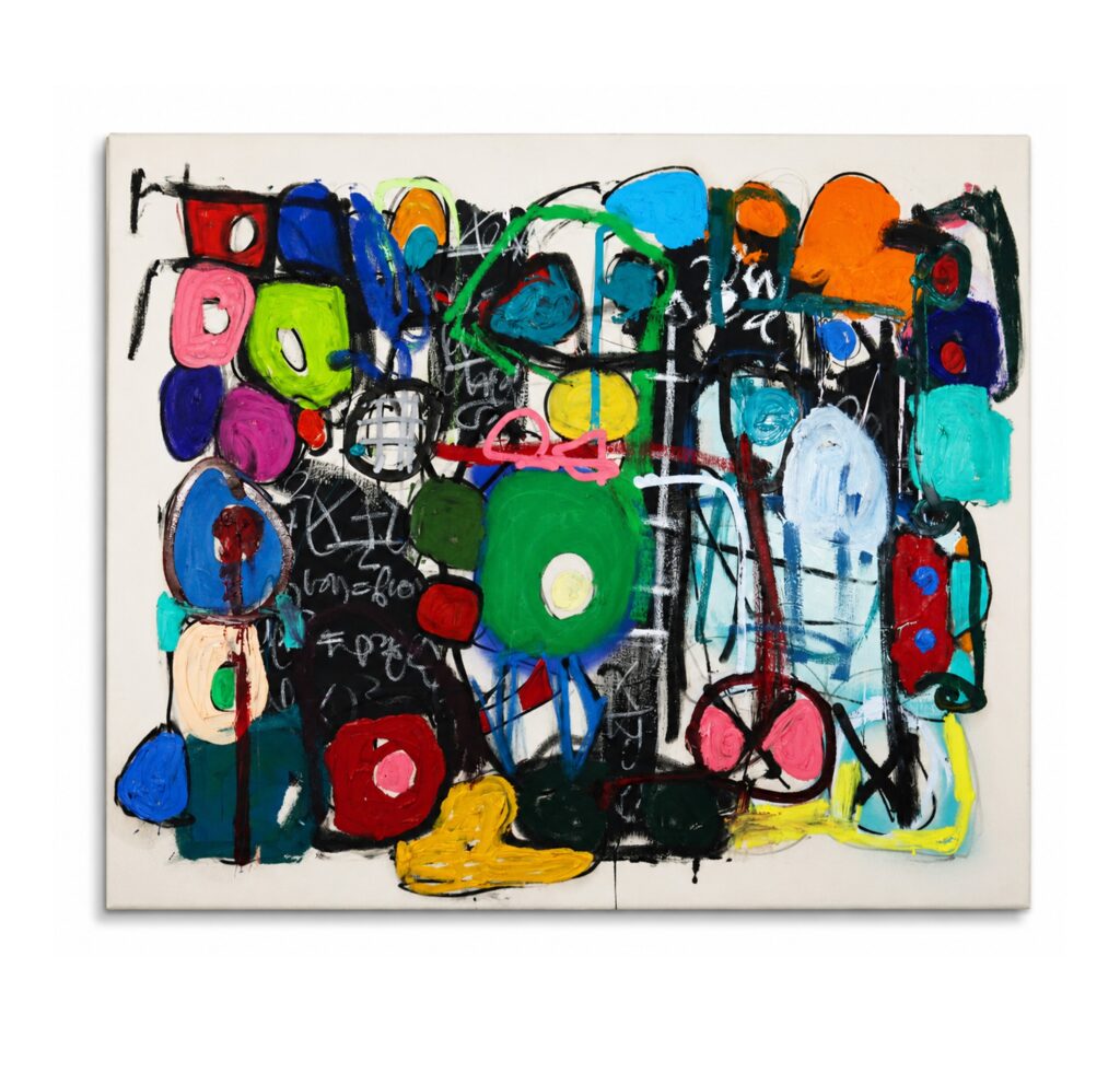 Delusional duck, 2021, oil, acrylic and charcoal on canvas, 100 x 120 cm