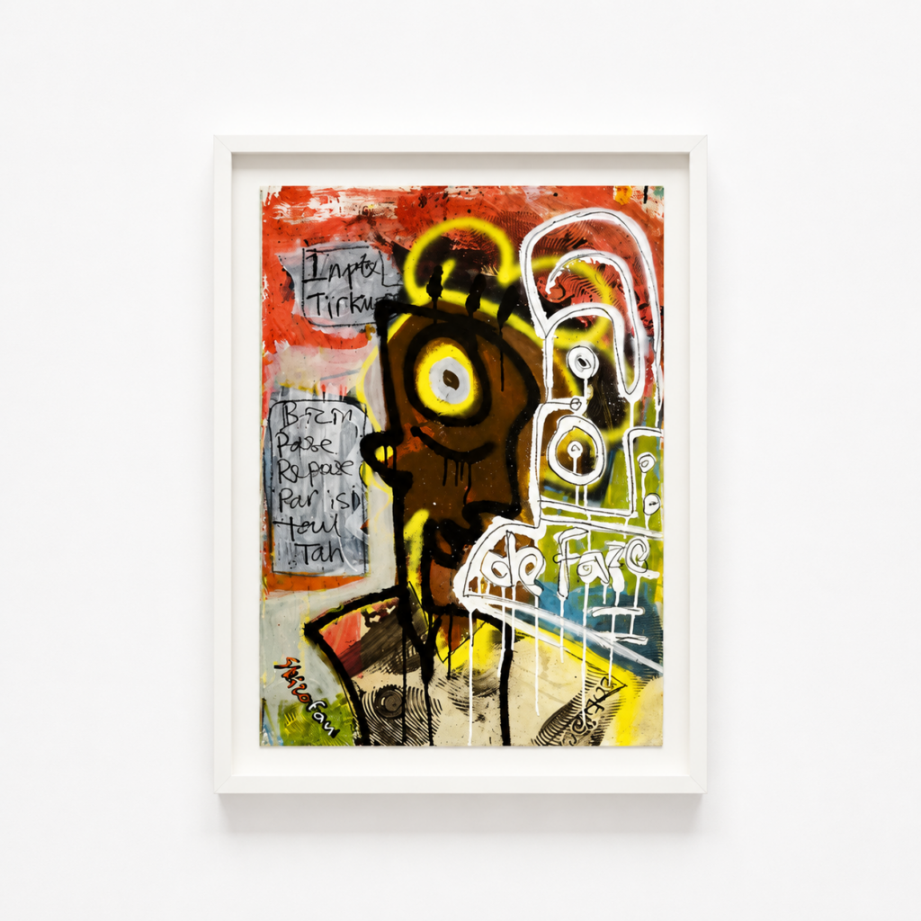 Quelle boucle a boucler?, mixed media on paper, 65 x 87 cm