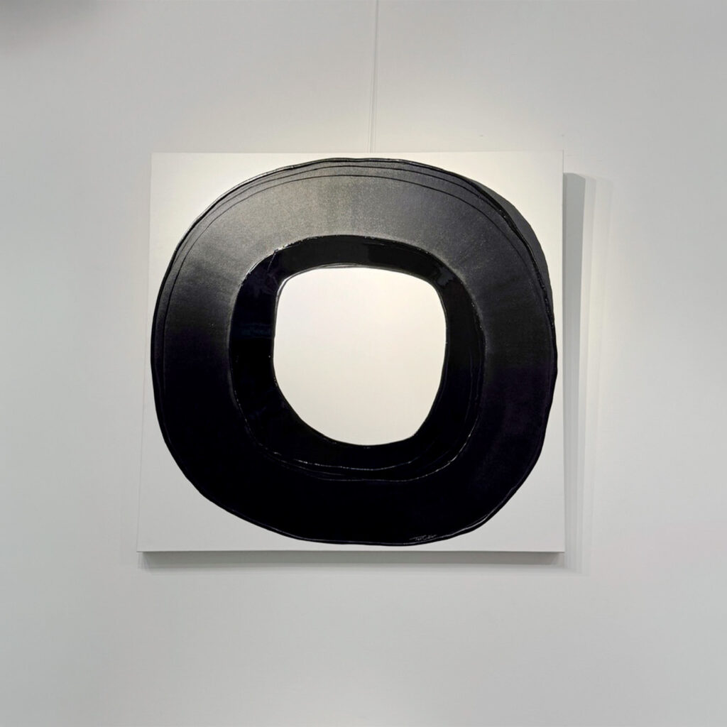 Circle Series 5; Black, 2021, acrylic and resin on canvas, 152 x 152 cm