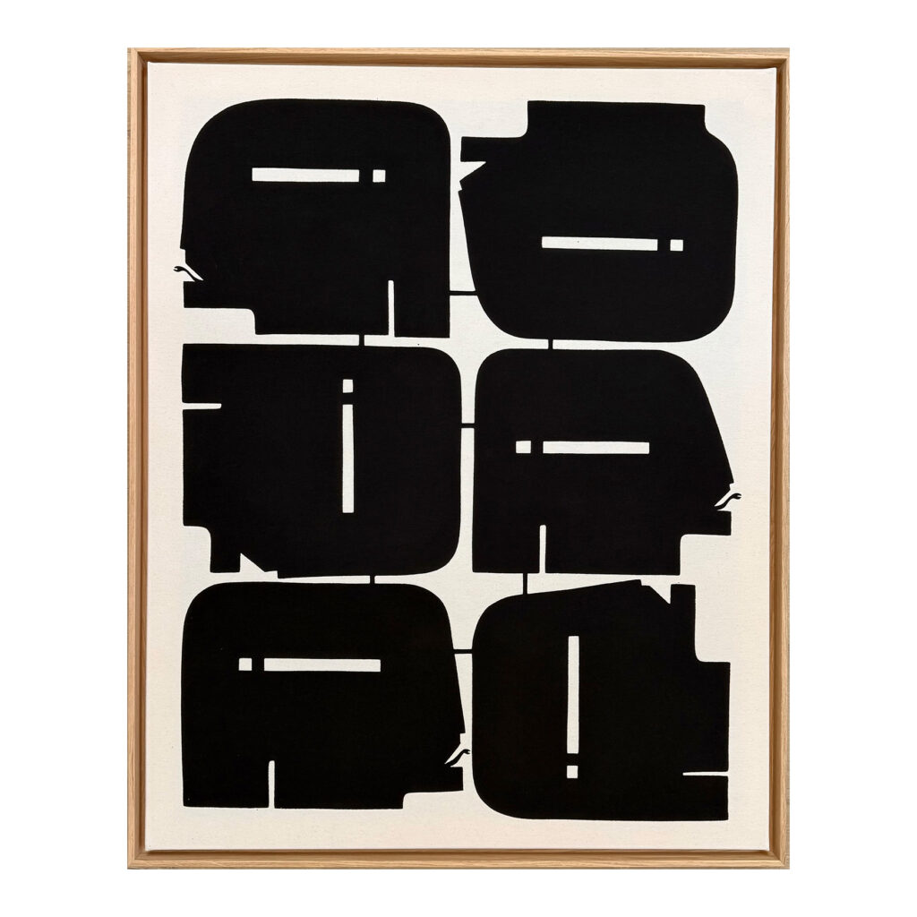 Liberi mutati (ex latin: Mutated Children), 2026, ink and pigments on canvas, 84 x 104 x 3,5 cm