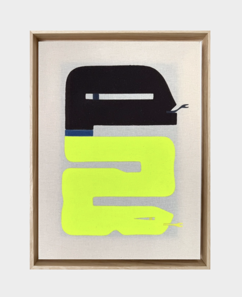 Thelxiepeia III, 2026; Ink and pigments on canvas; Dimensions: 34 x 44 x 3,5 cm