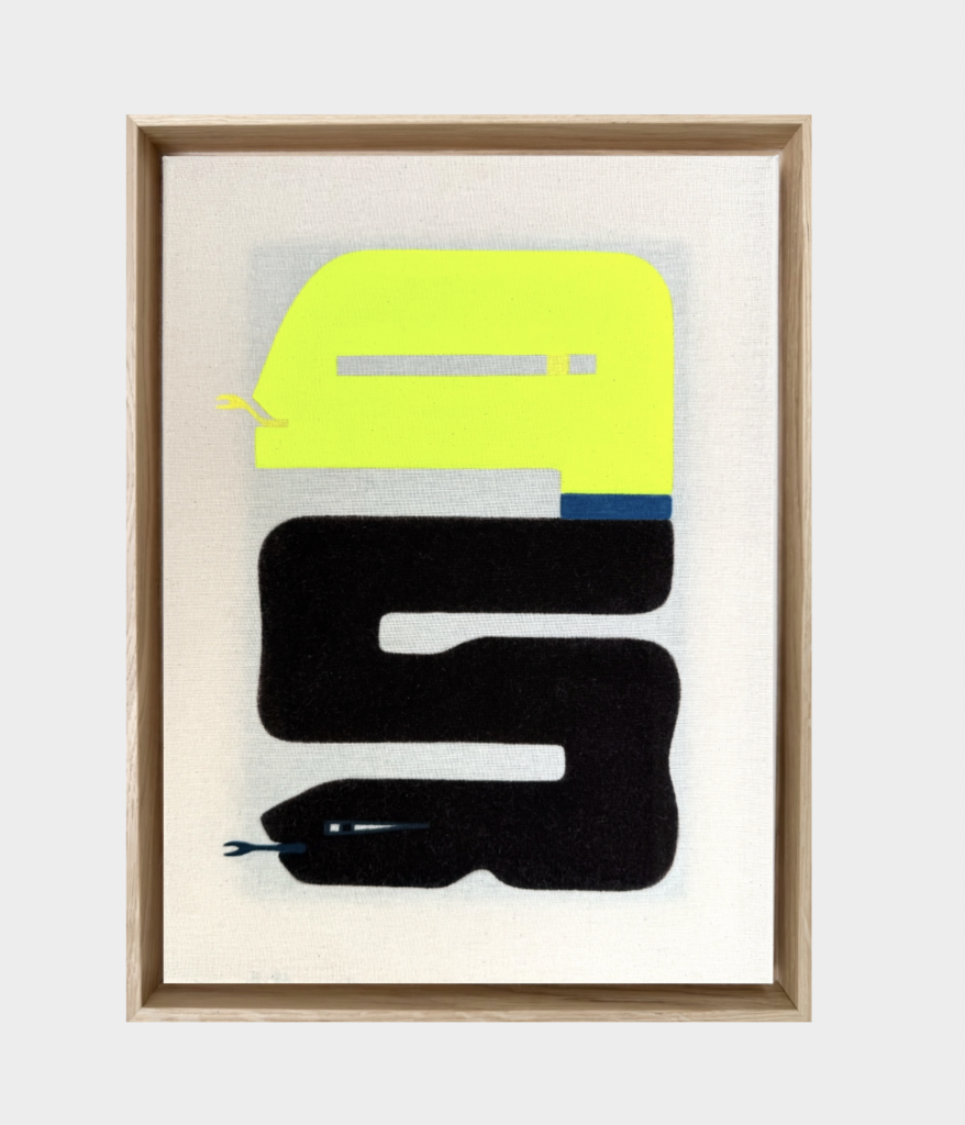 Thelxiepeia II, 2026; Ink and pigments on canvas; Dimensions: 34 x 44 x 3,5 cm