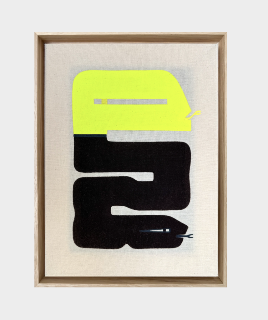 Thelxiepeia I , 2026; Ink and pigments on canvas; Dimensions: 34 x 44 x 3,5 cm